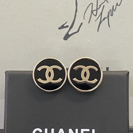 Chanel Vintage Gold Tone Button Stud Earrings