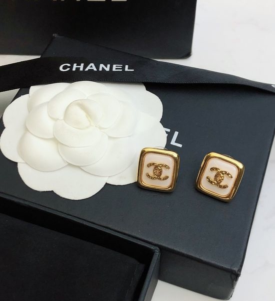 Chanel Enamel Carved Face-Flattering Stud Earrings
