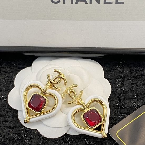 Chanel Vintage Enamel Heart Earrings