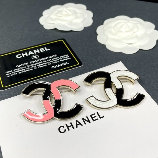 Chanel Two Tone Enamel Decor Brooch