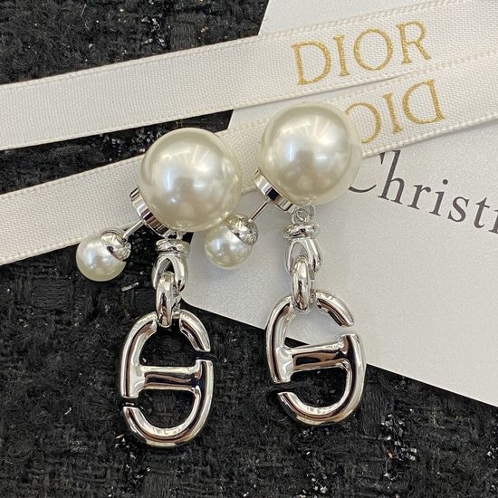 Christian Dior CD Pig Nose Shape Pearl Earrings