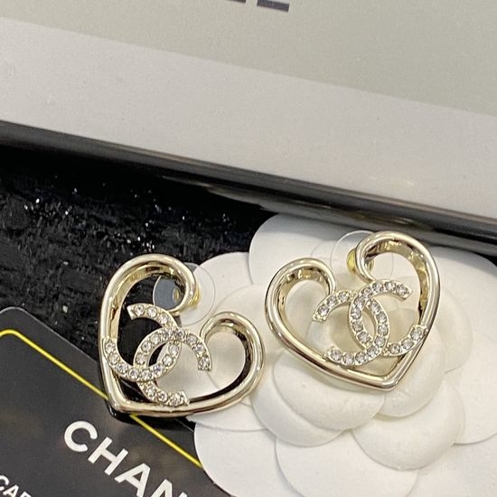 Chanel Hollow Large Heart Earrings