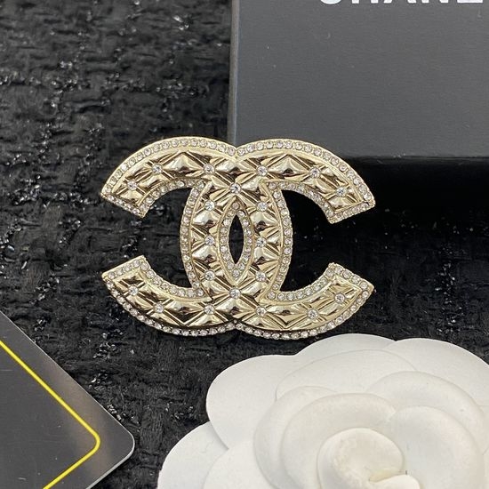 Chanel Retro Embossed Logo Brooch