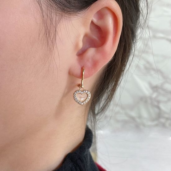 Chopard Heart Diamond Earrings Premium K Gold Craft