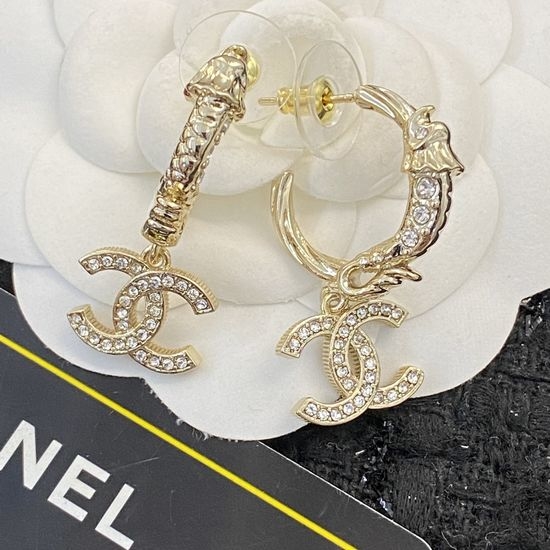 Chanel Half Circle Rhinestone Earrings