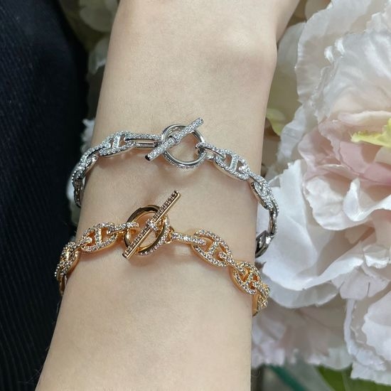 Hermes Diamond Studded Pig Nose Bracelet