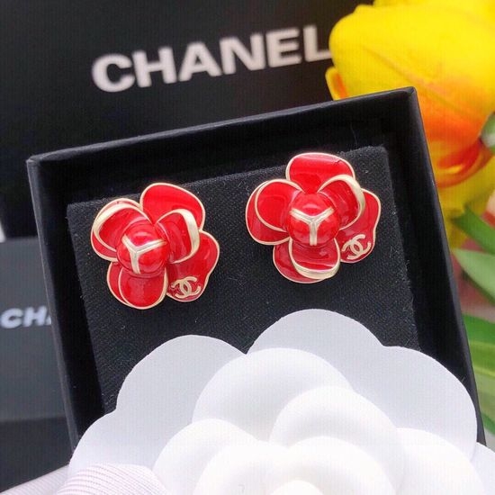 Chanel Camellia Design Elegant Stud Earrings