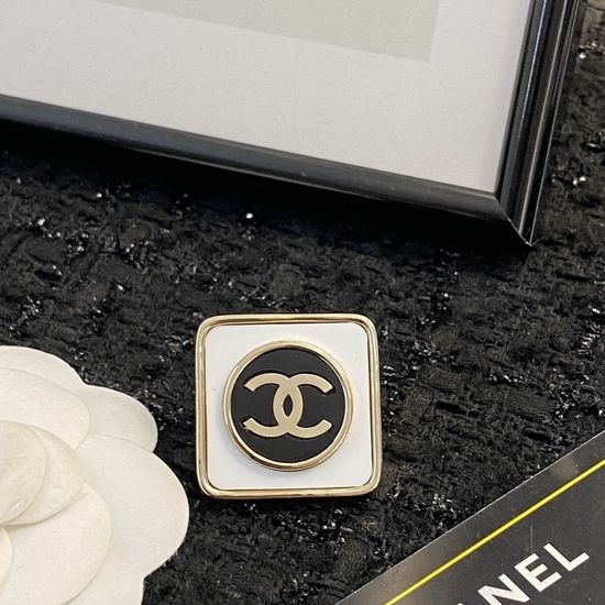 Chanel White Enamel Square Brooch