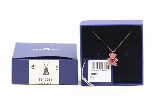 Swarovski Pink Teddy Bear Heart Pendant Necklace