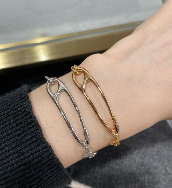 Hermes Minimalist Curved Gold Plated Bracelet