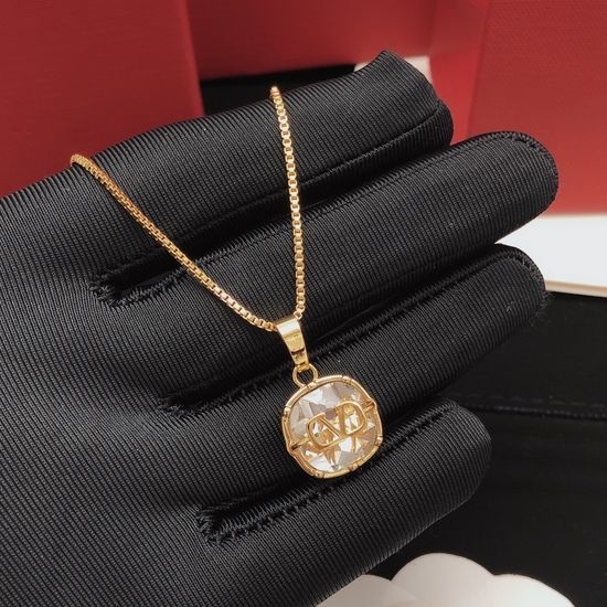 Valentino Three Color Crystal Pendant Necklace