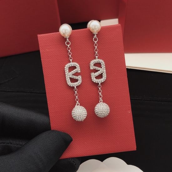 Valentino Silver Rhinestone Tassel Earrings