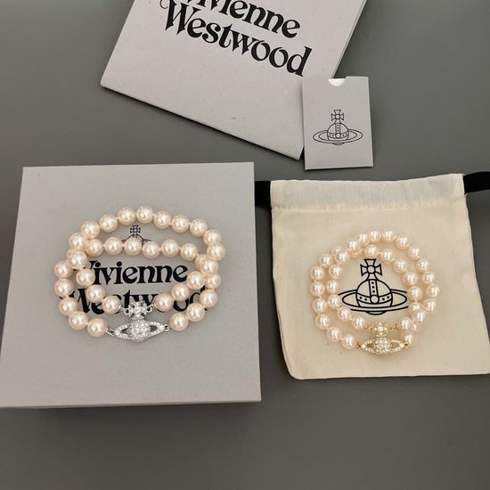 Vivienne Westhood Saturn Double Layer Pearl Bracelet