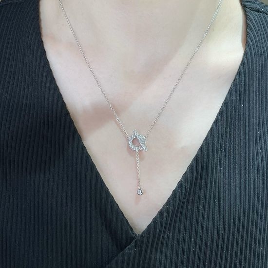 Hermes Full Diamond OT Clasp Lariat Necklace