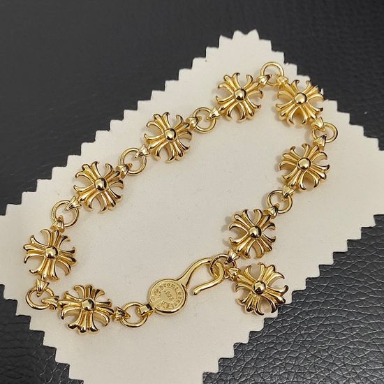 Chrome Hearts Gold Large Cross Decorative Bracelet