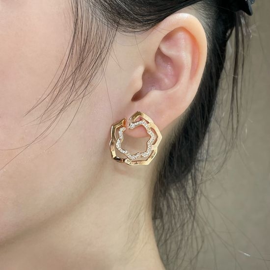 Piaget Hollow Rose Design Stud Earrings