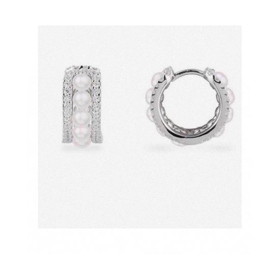 Apm monaco Double Pearl Circle Earrings with Zircon