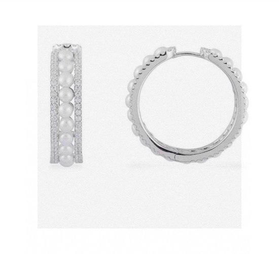 Apm monaco Double Pearl Hoop Earrings with Zirconia