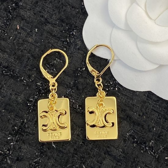 Celine Celine Earrings Chic Arch Insignia Pendant Style