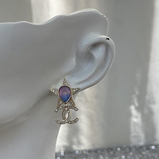 Chanel Color Star Full Crystal Stud Earrings