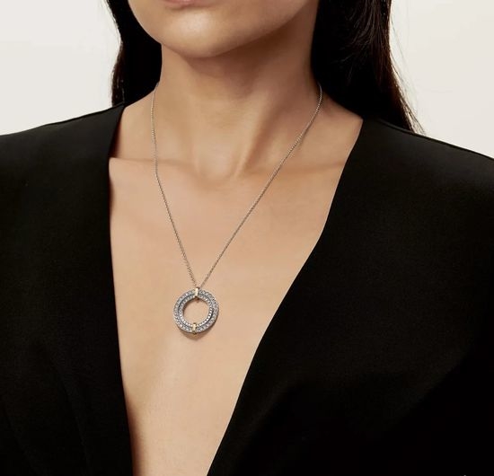 Tiffany & Co. Two Tone Round Diamond Pendant Necklace