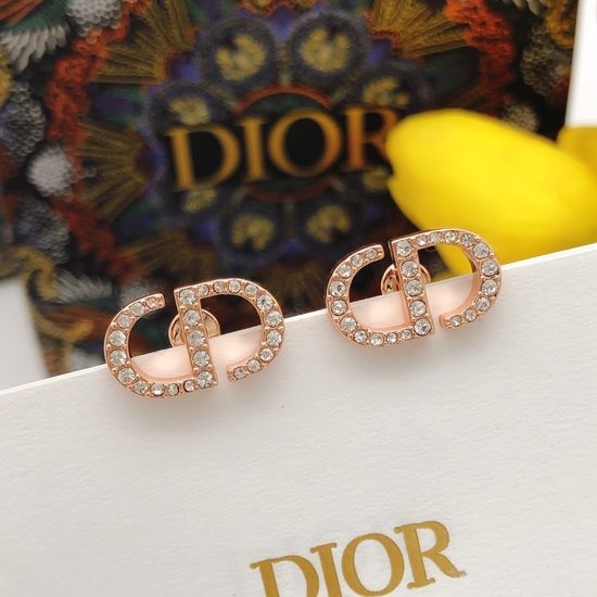 Christian Dior CD Mini Rose Gold Diamond Stud Earrings