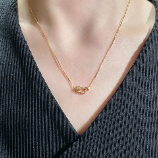 Fred Small Half Diamond Buckle Necklace