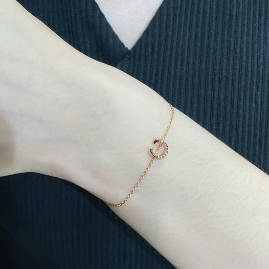 Chanel Quilted Pattern Classic Logo Delicate Bracelet