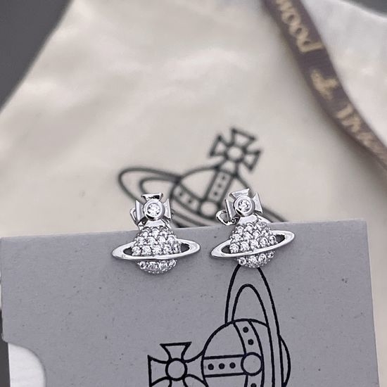 Vivienne Westhood Mini Rhinestone Saturn Stud Earrings