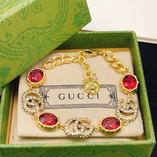 Gucci Diamond Double G Red Bracelet