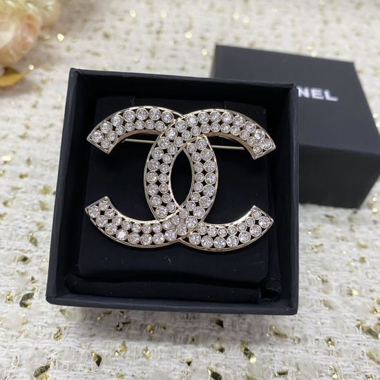 Chanel Rhinestone Inlaid Double Row Brooch