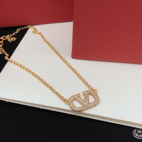 Valentino Dazzling Logo Inlaid Necklace