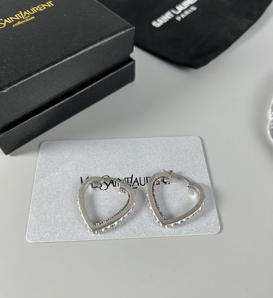 Yves Saint Laurent YSL Delicate Heart Shaped Stud Earrings