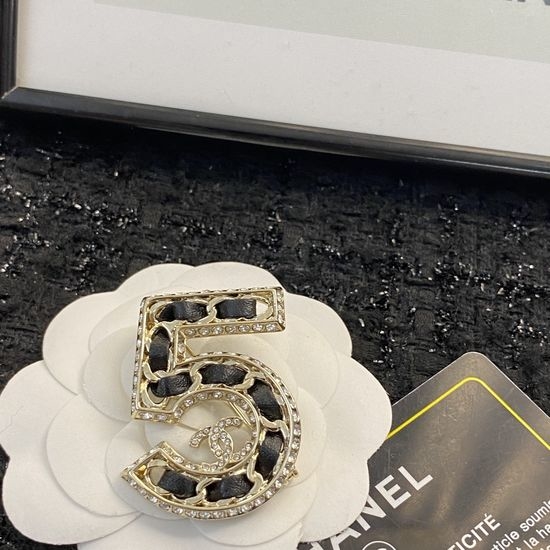 Chanel Rhinestone Leather Brooch Refined Versatile Design