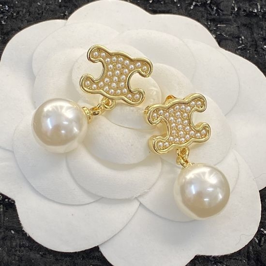 Celine Pearl Inlaid Classic Stud Earrings