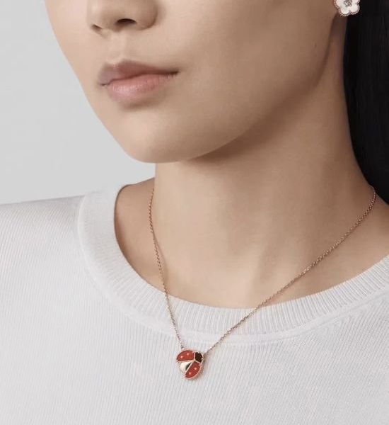 Van Cleef & Arpels VCA Carnelian Ladybug Pendant Necklace