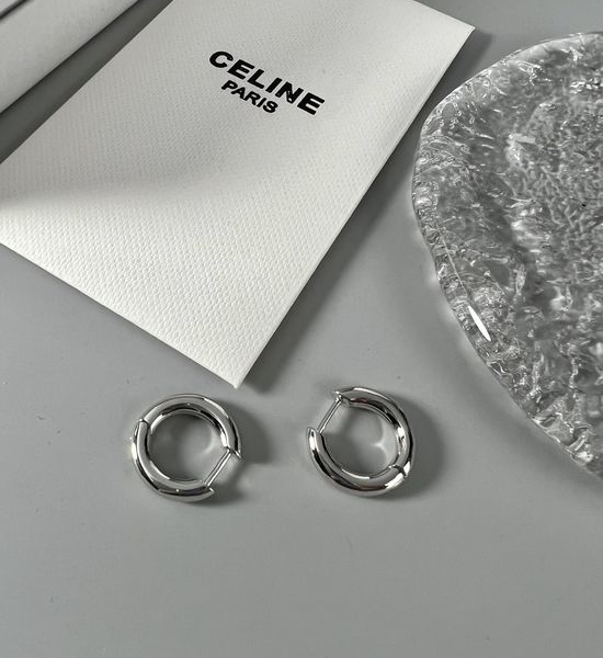 Celine Minimalist Silver Hoop Earrings