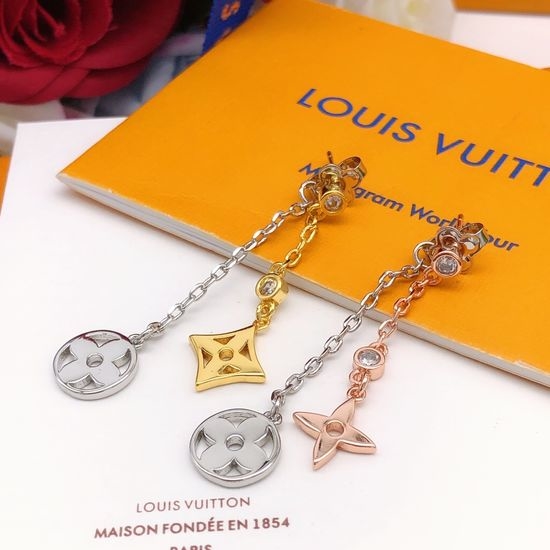 Louis Vuitton LV Tassel Stud Earrings Brass Material