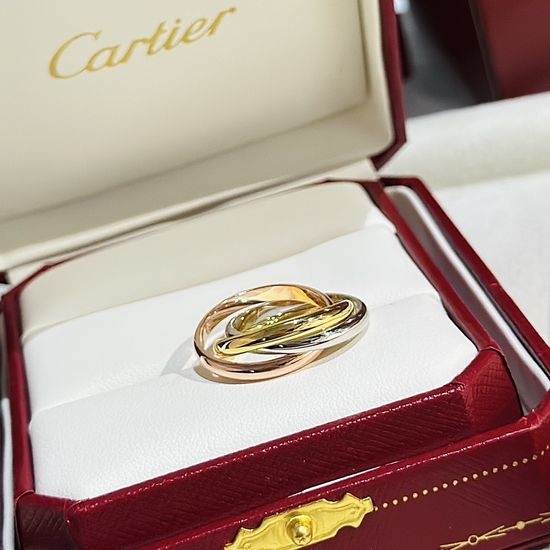 Cartier Tri-color Three-ring Ring Fine Micro-inlaid Craft