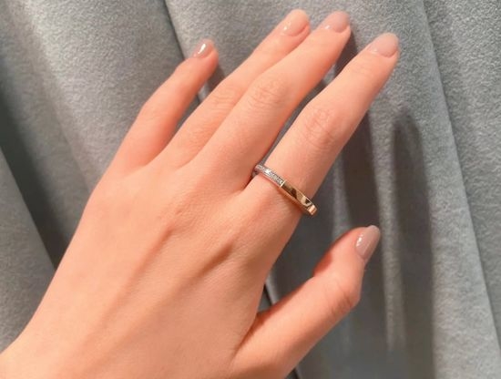 Tiffany & Co. Two Tone Half Diamond Lock Ring
