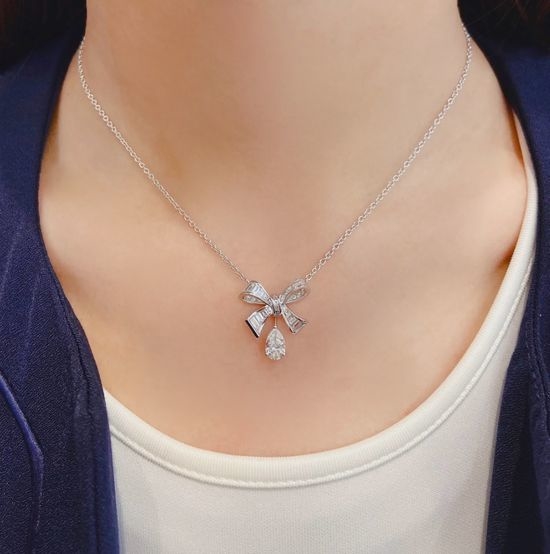 Graff Baguette Diamond Butterfly Pendant Necklace