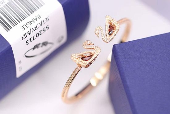 Swarovski Hollow Crystal Double Swan Bangle