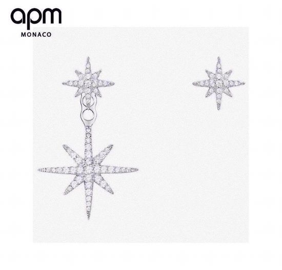 Apm monaco Asymmetric Star Crystal Silver Earrings