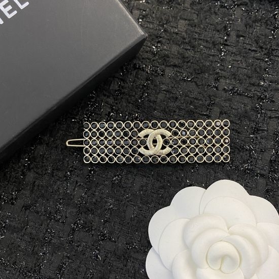 Chanel Hollow Black Rhinestone Hair Clip