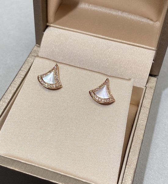 Bvlgari White Mother of Pearl Fan Earrings