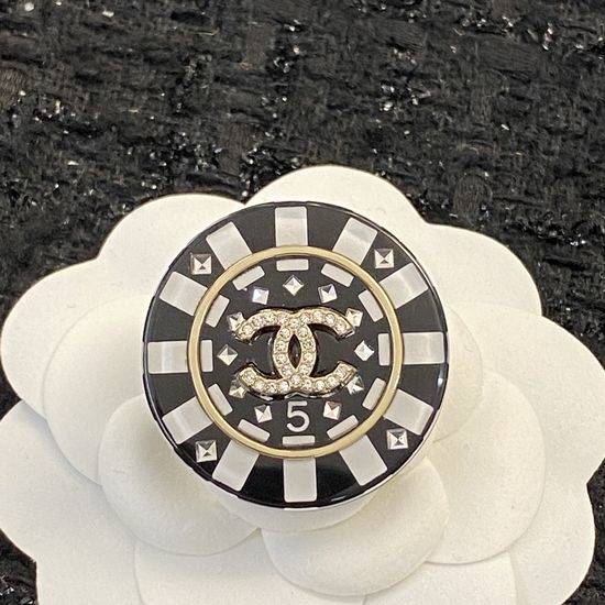 Chanel Vintage Enamel Button Brooch