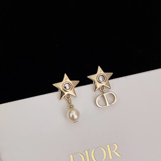 Christian Dior CD Asymmetric Star Drop Earrings