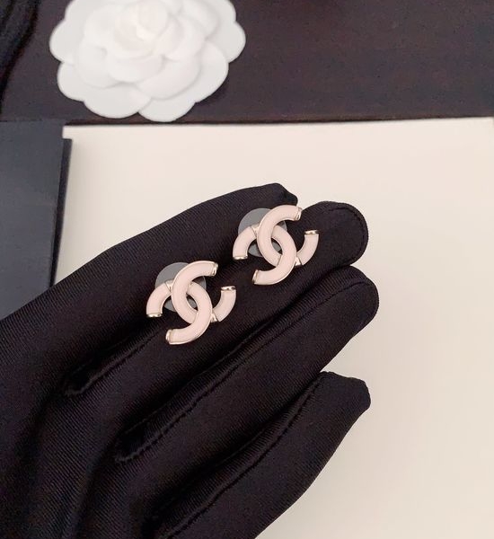 Chanel Brass Double Letter Stud Earrings