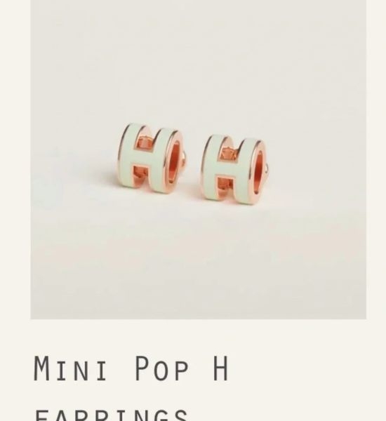 Hermes Light Green Enamel Stud Earrings