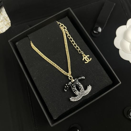 Chanel Gradient Rhinestone Resin Pendant Necklace